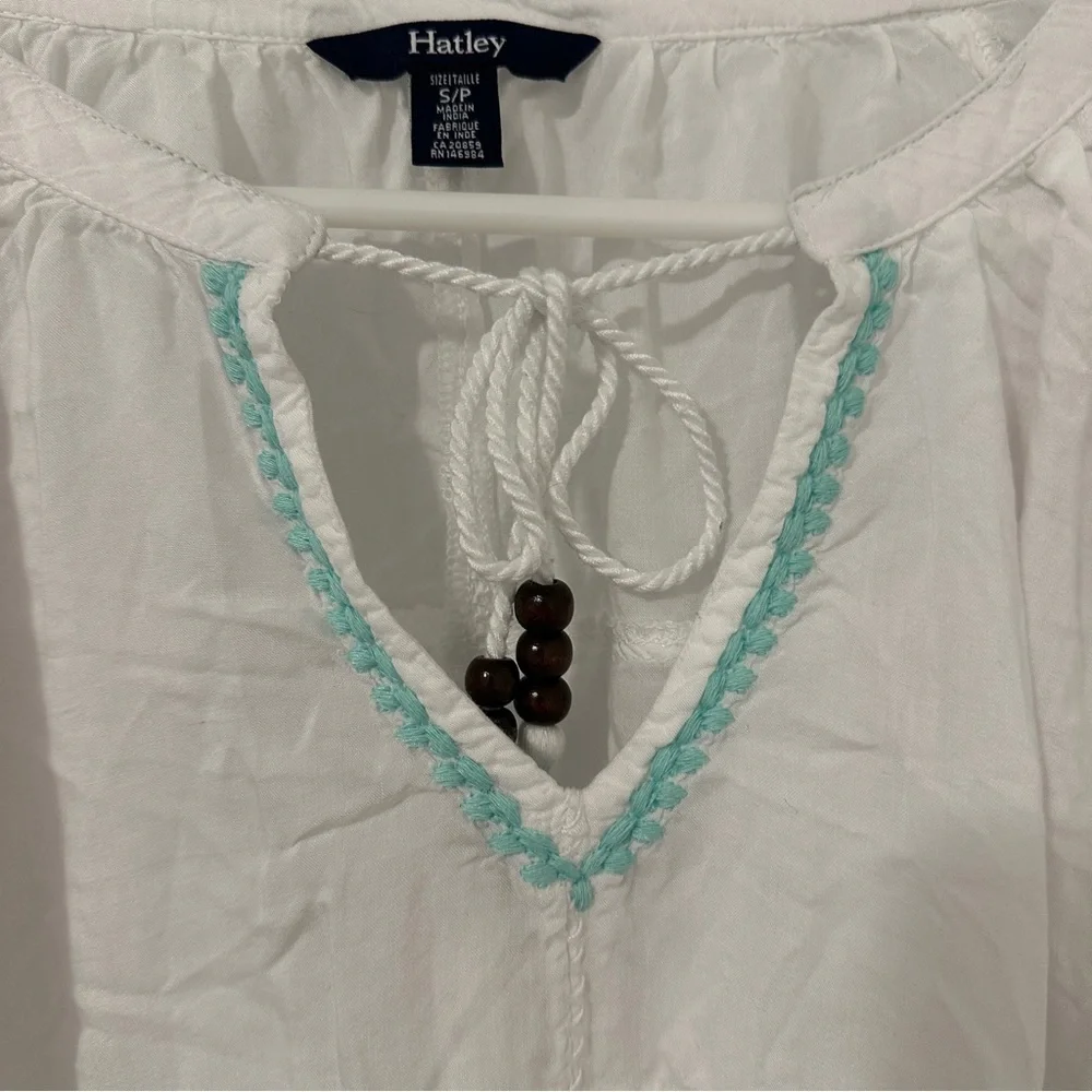 Hatley Embroidered White Long Sleeve Modal Tunic Size Small - Picture 6 of 15